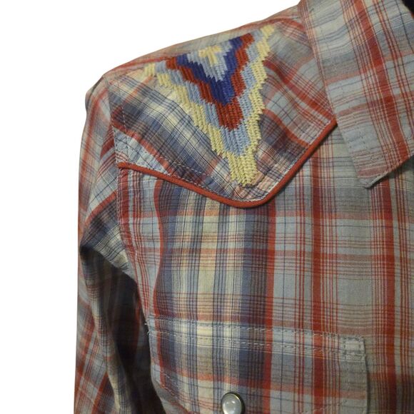 Ariat Aztec Embroidered Shirt L Real Cornflower India Cowgirl Rodeo Ranch - Picture 3 of 12